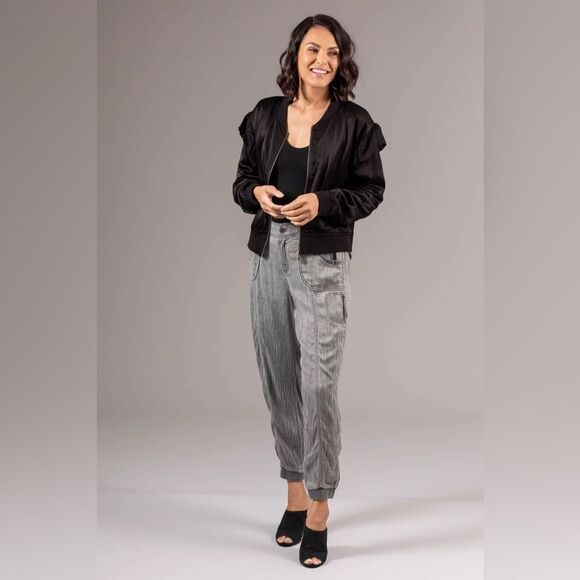 Marrakech Tari Crinkle Cupro Lux Granite Jogger Pants Sz M - Picture 13 of 13